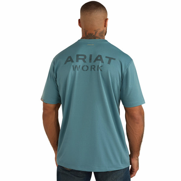Ariat 10071313 Men's Rebar Heat Fighter Textured Logo T-Shirt - Hydro