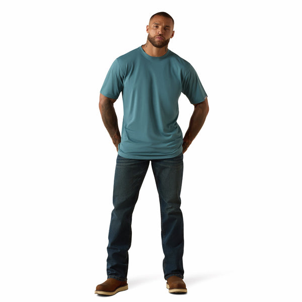 Ariat 10071313 Men's Rebar Heat Fighter Textured Logo T-Shirt - Hydro