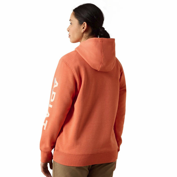 Ariat 10071333 Women's Rebar Lightweight Half Zip Hooded - Langunisto Heather/Tropical Peach