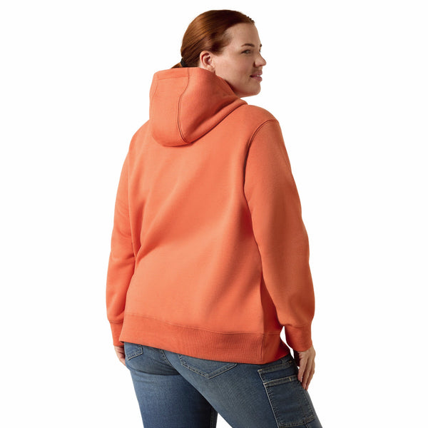 Ariat 10071333 Women's Rebar Lightweight Half Zip Hooded - Langunisto Heather/Tropical Peach