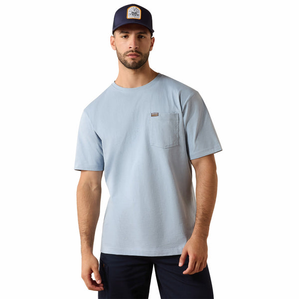 Ariat 10071364 Men's Rebar Cotton Strong Skull T-Shirt - Dusty Blue