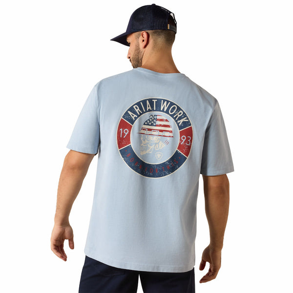 Ariat 10071364 Men's Rebar Cotton Strong Skull T-Shirt - Dusty Blue