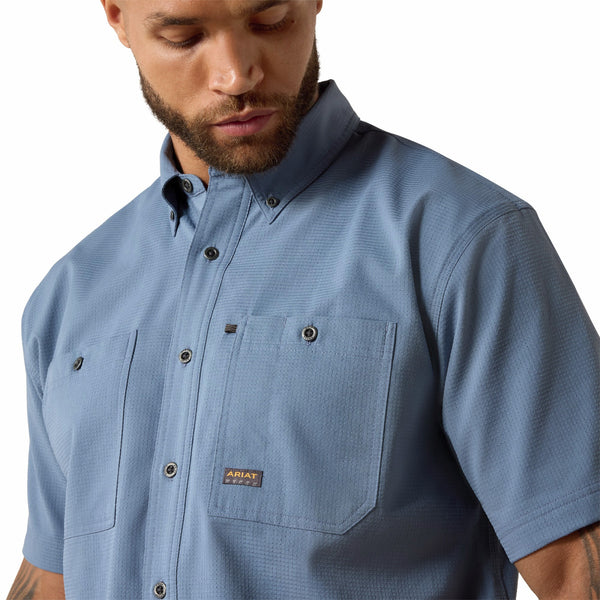 Ariat 10071440 Men's Rebar Made Tough 360 Airflow Work Shirt - Baleen Blue