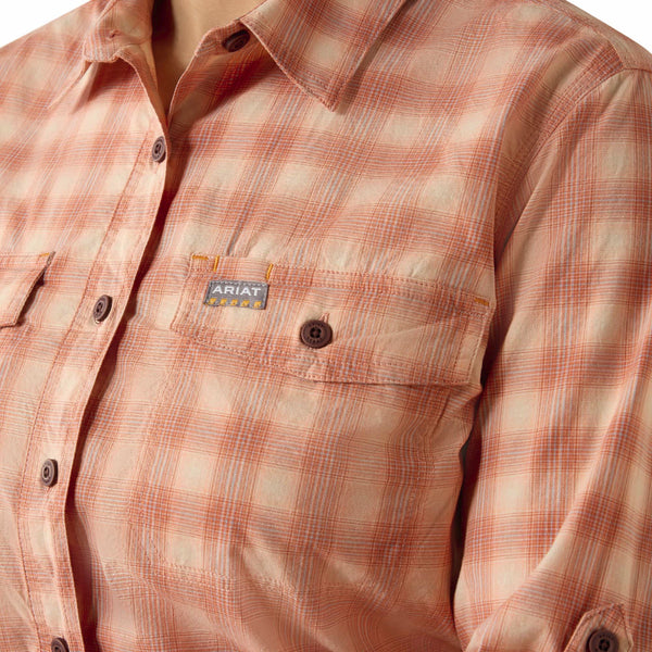 Ariat 10071566 Women's Rebar Made Tough DuraStretch Long Sleeve Work Shirt - Langoustino