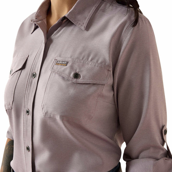 Ariat 10071568 Women's Rebar Made Tough VentTek DuraStretch Work Shirt - Purple Ash