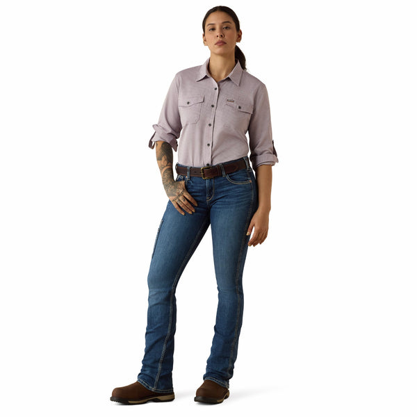 Ariat 10071568 Women's Rebar Made Tough VentTek DuraStretch Work Shirt - Purple Ash