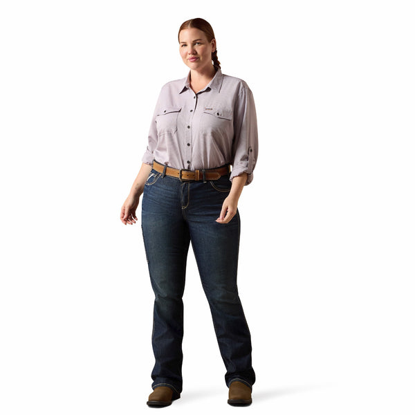 Ariat 10071568 Women's Rebar Made Tough VentTek DuraStretch Work Shirt - Purple Ash