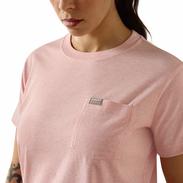 Ariat 10071626 Women's Rebar Cotton Strong Space Dyed T-Shirt - Fushion Punch
