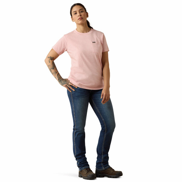 Ariat 10071626 Women's Rebar Cotton Strong Space Dyed T-Shirt - Fushion Punch