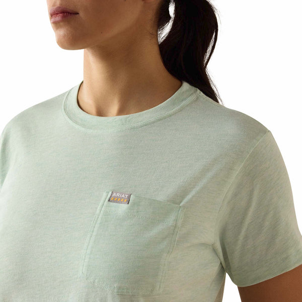 Ariat 10071627 Women's Rebar Cotton Strong Space Dyed T-Shirt - Clearly Aqua