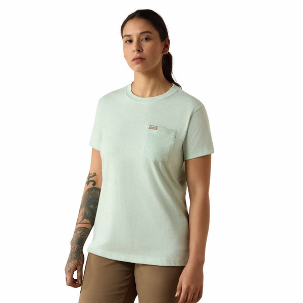Ariat 10071627 Women's Rebar Cotton Strong Space Dyed T-Shirt - Clearly Aqua