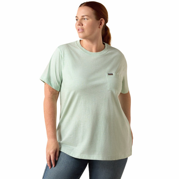 Ariat 10071627 Women's Rebar Cotton Strong Space Dyed T-Shirt - Clearly Aqua