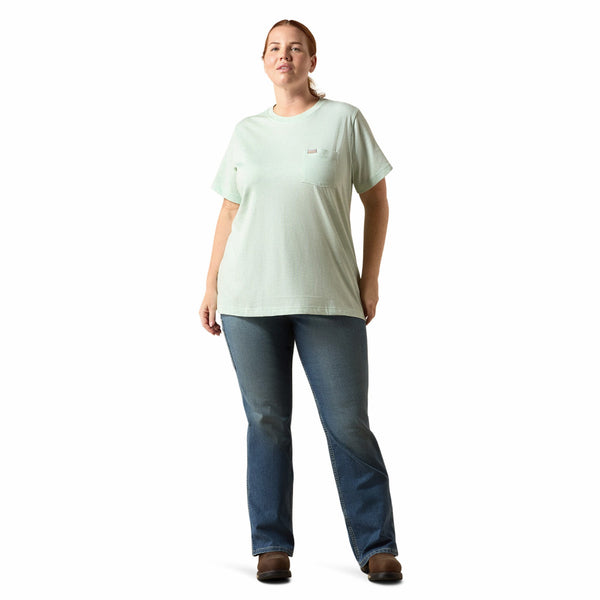 Ariat 10071627 Women's Rebar Cotton Strong Space Dyed T-Shirt - Clearly Aqua