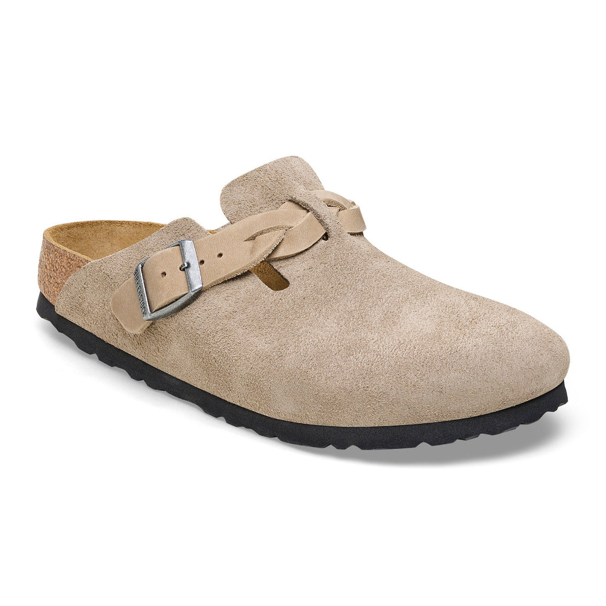 Birkenstock 1026694 Women's Boston Braid Taupe Suede - Narrow