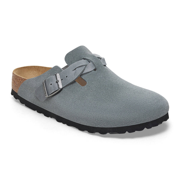 Birkenstock 1029086 Women's Boston Soft Footbed Basalt Gray Suede Narrow
