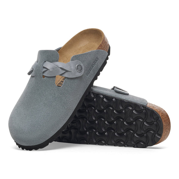 Birkenstock 1029086 Women's Boston Soft Footbed Basalt Gray Suede Narrow