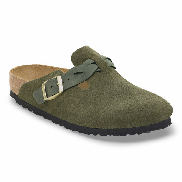 Birkenstock 1030599 Boston Braid Thyme Suede - Narrow