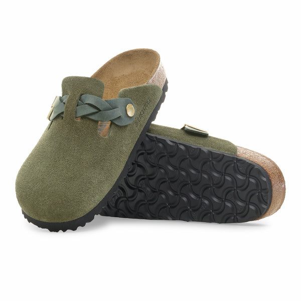 Birkenstock 1030599 Boston Braid Thyme Suede - Narrow