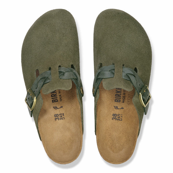 Birkenstock 1030599 Boston Braid Thyme Suede - Narrow
