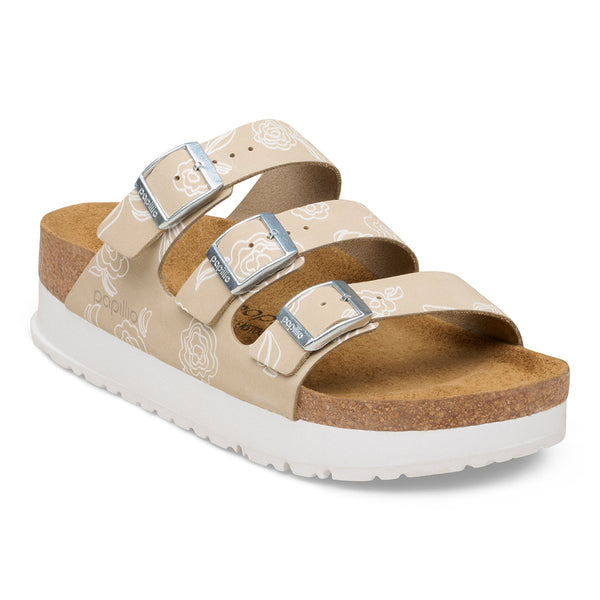 Birkenstock 1031252 Florida III Flex Platform Oyster Flowers Nubuck Narrow