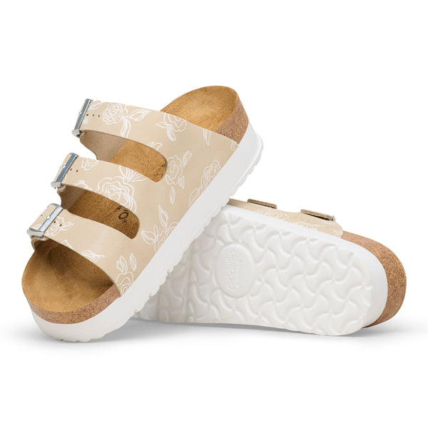 Birkenstock 1031252 Florida III Flex Platform Oyster Flowers Nubuck Narrow