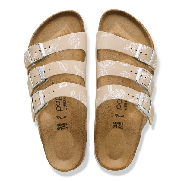 Birkenstock 1031252 Florida III Flex Platform Oyster Flowers Nubuck Narrow