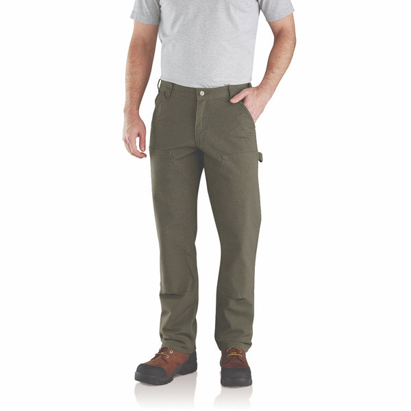 Carhartt 103334-316 Men's Relaxed Straight Rugged Flex Duck Double-Front Dungaree  - Moss