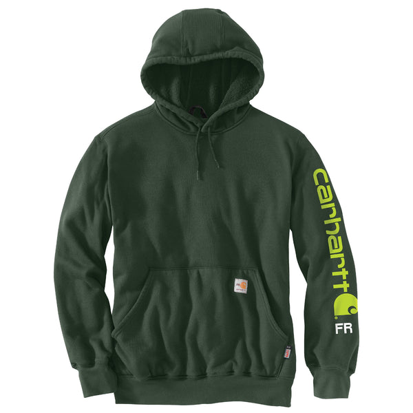 Carhartt 104505 Men's FR Force Loose Fit Midweight Hooded Signature Sleeve Logo Sweatshirt