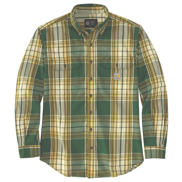 Carhartt 104507 Men's Flame Resistant Force Rugged Flex Loose Fit Midweight Twill Plaid Shirt