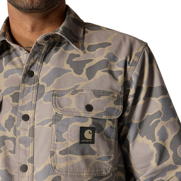 Carhartt 105419 Men's Rugged Flex Relaxed Fit Canvas Fleece-Lined Shirt Jac