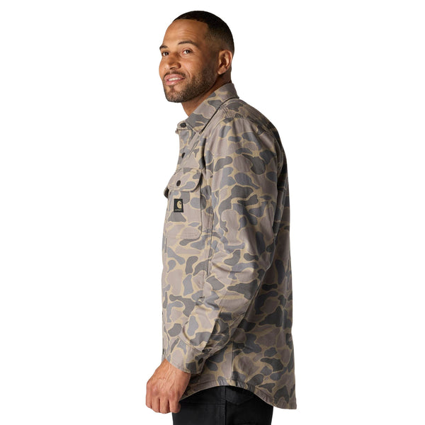Carhartt 105419 Men's Rugged Flex Relaxed Fit Canvas Fleece-Lined Shirt Jac