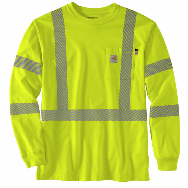 Carhartt 105784 Men's FR HV Force Loose LS Class 3 Pocket T-Shirt