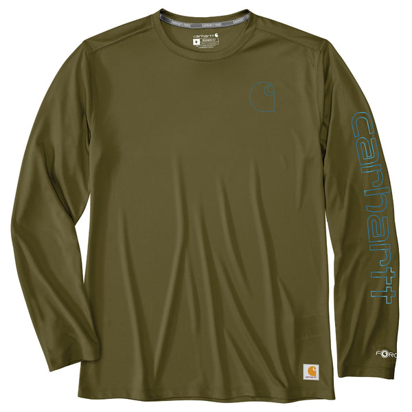 Carhartt 106164-SNSLF25 Men's Force Sun Defender Lightweight LS Logo Graphic T-Shirt