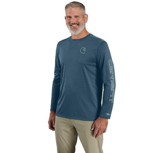 Carhartt 106164-SNSLS25 Men's Force Sun Defender Lightweight LS Logo Graphic T-Shirt