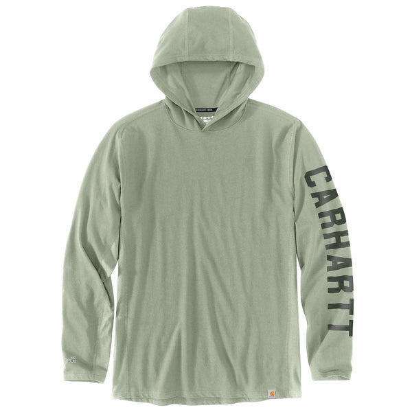 Carhartt 106654-SNSLS25 Men's Force Relaxed Fit Midweight LS Logo Graphic Hooded T-Shirt Seasonal Colors