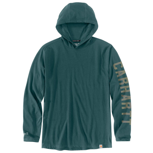 Carhartt 106654-SNSLF25 Men's Force Relaxed Fit Midweight LS Logo Graphic Hooded T-Shirt Seasonal Colors