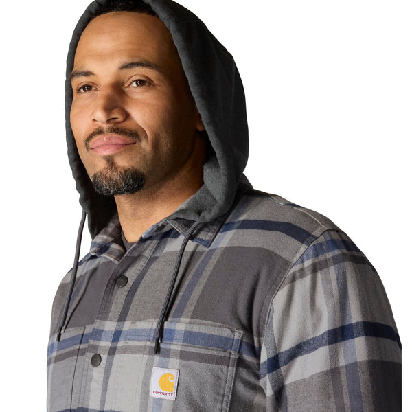 Carhartt 107011 Men's Rugged Flex Relaxed Fit Flannel Fleece Lined Hooded Shirt Jac