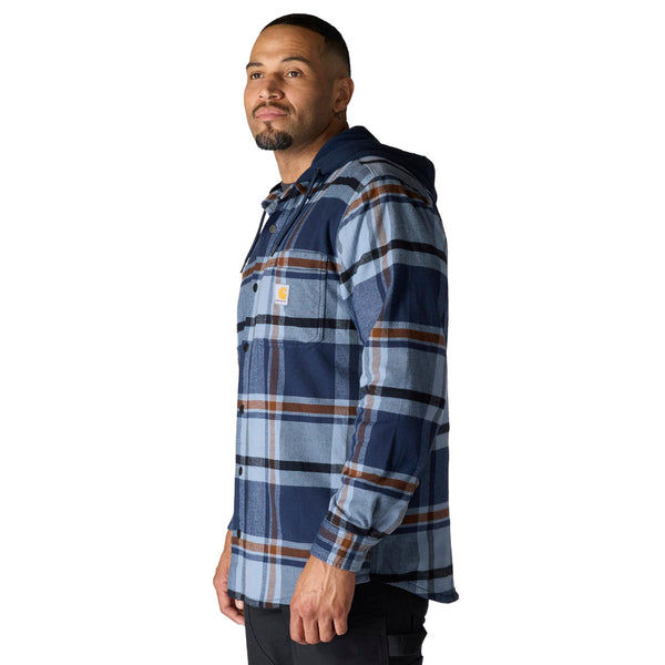 Carhartt 107011 Men's Rugged Flex Relaxed Fit Flannel Fleece Lined Hooded Shirt Jac