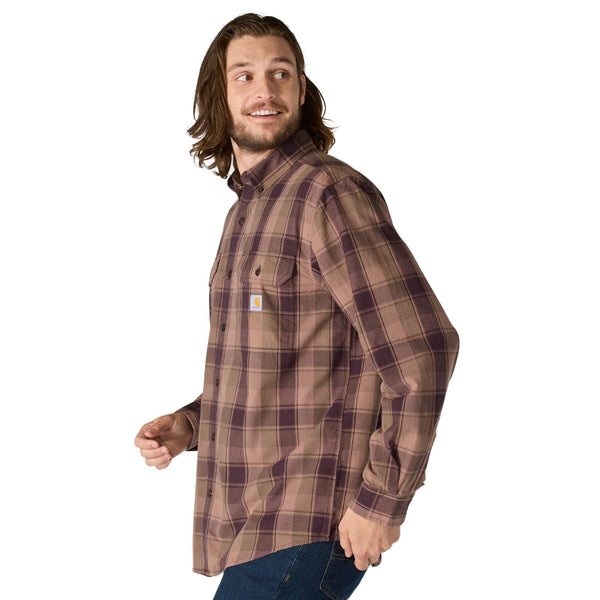 Carhartt 107012 Men's Loose Fit MW Chambray LS Plaid Shirt
