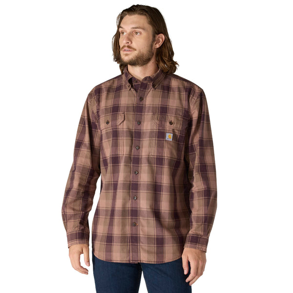 Carhartt 107012 Men's Loose Fit MW Chambray LS Plaid Shirt