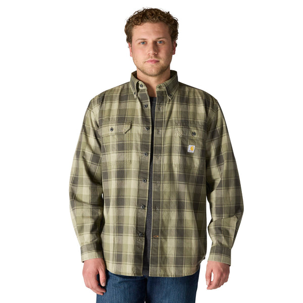 Carhartt 107012 Men's Loose Fit MW Chambray LS Plaid Shirt