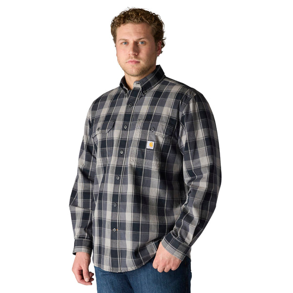 Carhartt 107012 Men's Loose Fit MW Chambray LS Plaid Shirt