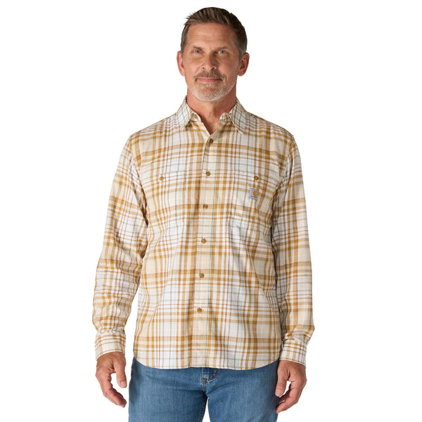 Carhartt 107014 Men's Rugged Flex Relaxed Fit LW LS Plaid Shirt