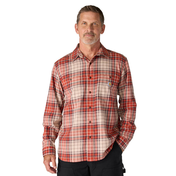 Carhartt 107014 Men's Rugged Flex Relaxed Fit LW LS Plaid Shirt