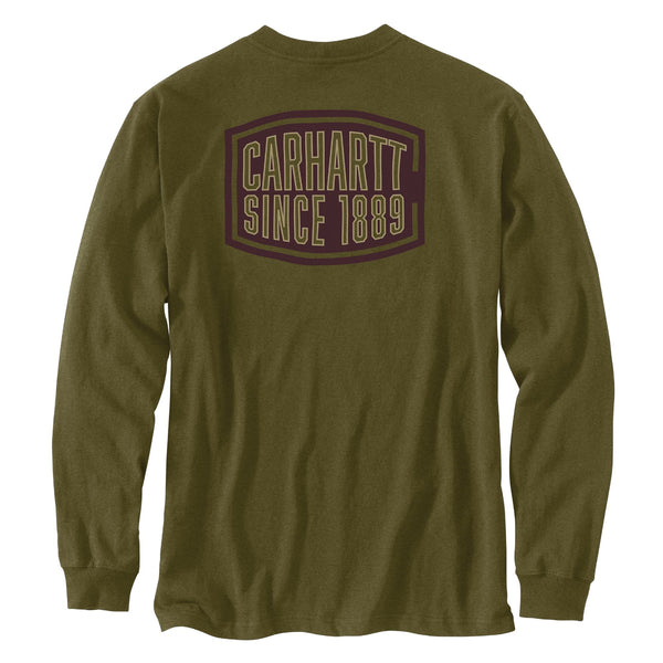 Carhartt 107038 Men's Loose Fit Heavyweight LS Pocket 1889 Graphic T-Shirt