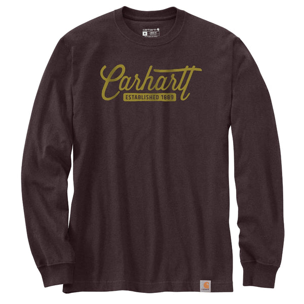 Carhartt 107040 Men's Loose Fit HW LS Script Graphic T-Shirt