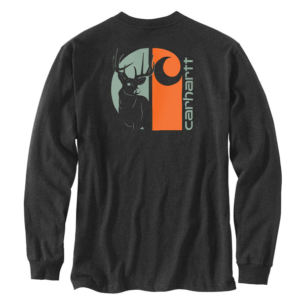 Carhartt 107041 Men's Loose Fit HW LS Pocket Deer Graphic T-Shirt