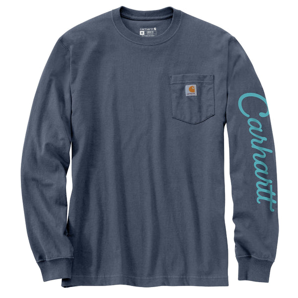 Carhartt 107042 Men's Loose Fit Heavyweight LS Pocket  Dog Graphic T-Shirt