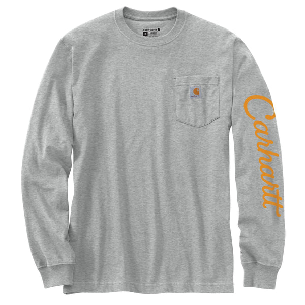 Carhartt 107042 Men's Loose Fit Heavyweight LS Pocket  Dog Graphic T-Shirt