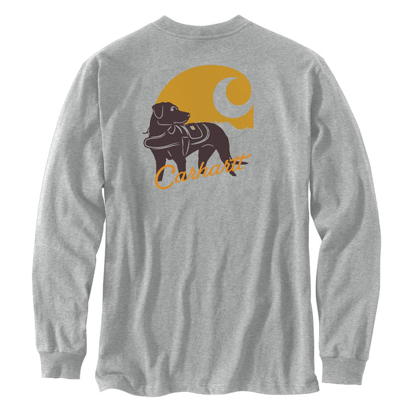 Carhartt 107042 Men's Loose Fit Heavyweight LS Pocket  Dog Graphic T-Shirt